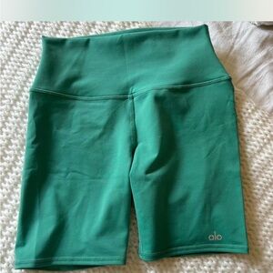 ALO Yoga Green Bike Shorts High-Waisted Athletic
